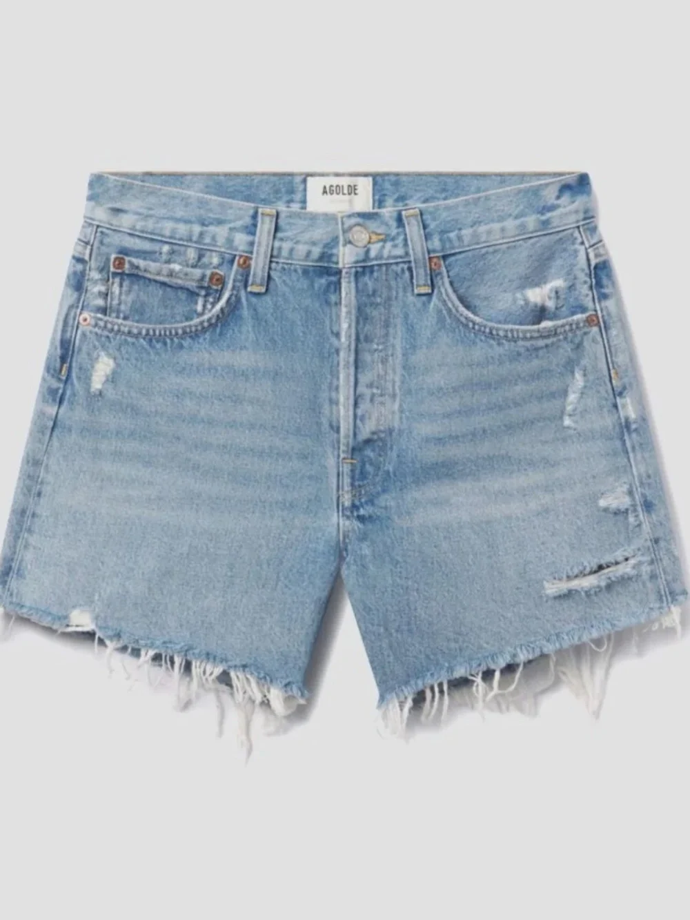 AGOLDE Designer High Rise Parker Long Relaxed Denim Short Size 32